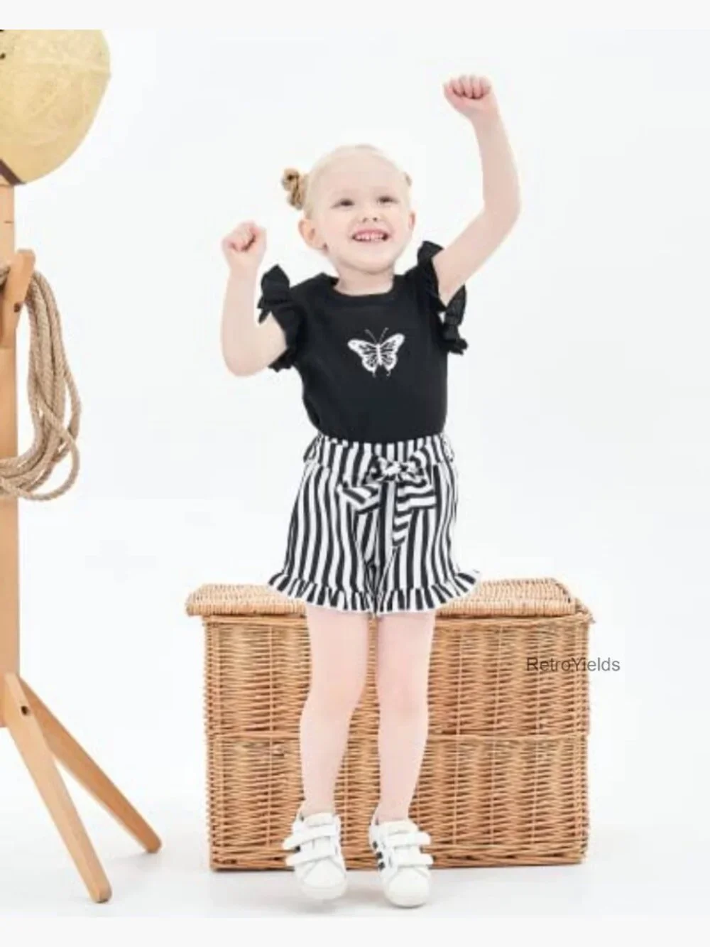 Toddler Girls 2 Piece Summer Outfit Heart Tank Top & Shorts